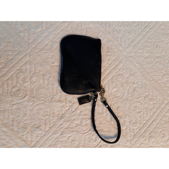 Coach Wristlet Black Gold Hardware Compact Zipper Mini Bag Minimalist Chic - Picture 7 of 7